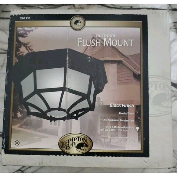Hampton Bay Other - Hampton Bay Black Outdoor Flush Mount Frosted Glass